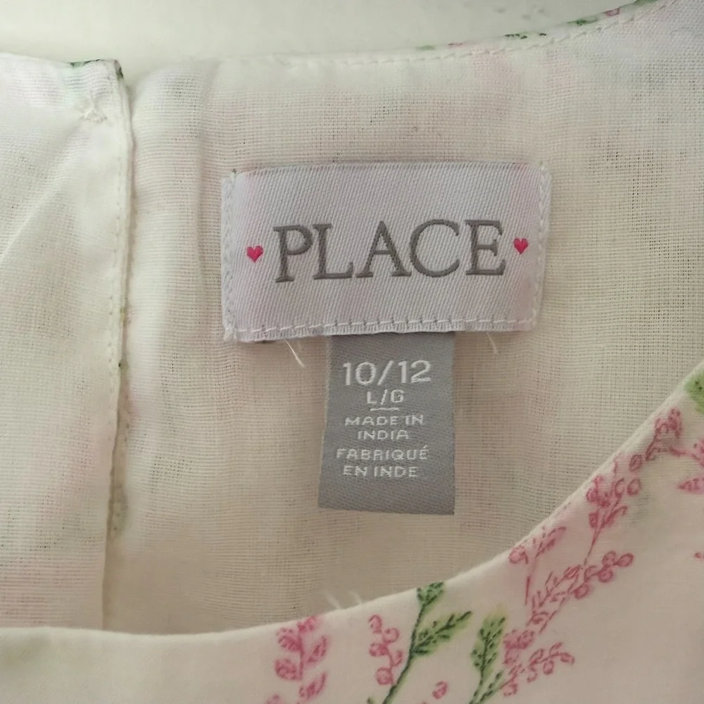 PLACE Girls Bunny Animal Print Fit & Flare Dress White Pink Green Size 10/12